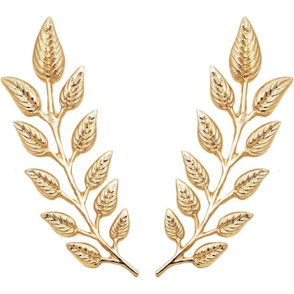 Gentlemen Gold Silver Leaf Brooches Simple Elegant Retro Double Leaf Collar Pin